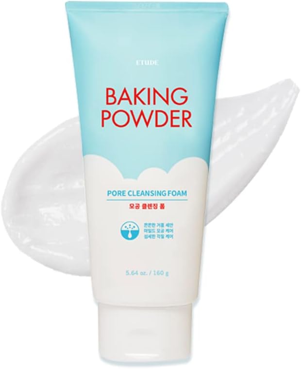 ETUDE Baking Powder Pore Cleansing Foam, Face Wash for Deep Dead Cells, Micro Sized Baking Powder to Clean Deep Inside Poer, Gentle Exfoliation, Soft and Creamy Bubble, Korean Skin Care (5.64 Ounce)