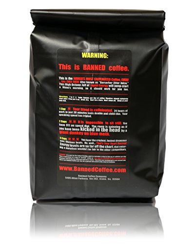 Banned Coffee Whole Bean World's Strongest Coffee - Super Strong Caffeine Content - Our Best Flavor Medium Dark Roast (Whole Bean, 2 lb)