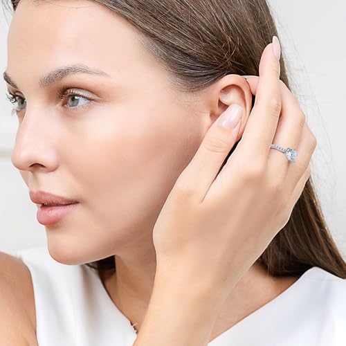 Hoops & Loops 925 Sterling Silver Round-Cut 3.00 Carat Cubic Zirconia 6-Prong-Set Solitaire Engagement Bridal Wedding Band Ring for Women | Silver, Yellow Gold, Rose Gold4