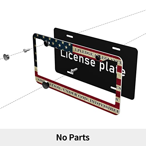 Patriotic American Flag License Plate Frames 2Pcs American Independence Day Flag Aluminum Metal Automotive Frames For Women/Men, United States License Plate Frame #TOP3