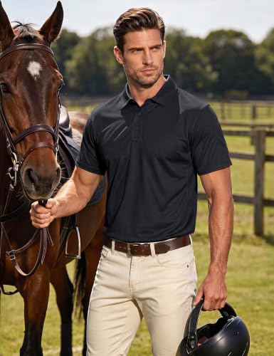 MAGCOMSEN Black Polo Shirts for Men Golf Shirts Pique Polo Shirts Short Sleeve Combat Shirt Tactical Shirt L