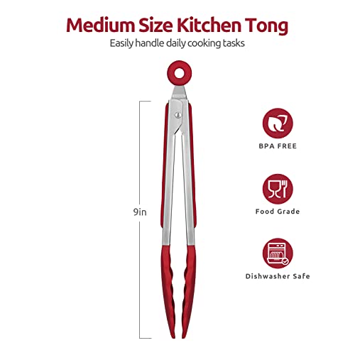 U-Taste 22cm Silicone Tongs: 315℃ Heat Resistant Kitchen Tong with Firm Sealed Non Stick Rubber Tips - Image 2