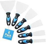 Cnnzdo 6 Pack Putty Knife Set – Stainless Steel Spackle & Paint Scrapers (1', 1.5', 2', 3', 4', 5') | Flexible Metal Scraper Tools for Drywall Repair, Wallpaper Removal, Plaster & Adhesive