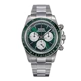 Seestern Sugess S473 Cronografo Automatico Acciaio Verde Bianco Zaffiro Orologio Uomo