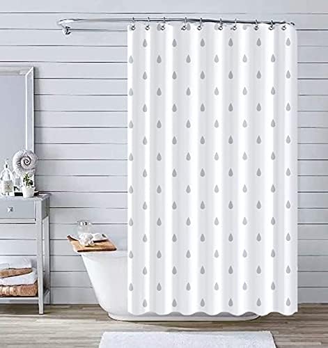 YOUNG DA Fabric Shower Curtain White and Grey Raindrop for Bathroom, Shower Curtains Mould Proof Resistant Washable and Waterproof with Hooks Size 72x72 inches