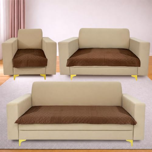 Image of Homerz Premium Petal Charm Sofa Cover | Embossed Floral Pattern | Soft Touch, Anti-Dust & Easy Wash Fabric Cloth, Washable and Durable (Rust, 6(3+2+1) Seater, Only Seat Cover)