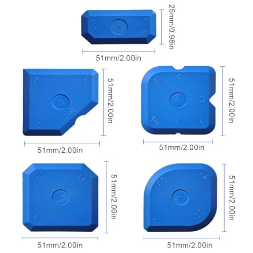 5 Stück Fugenglätter,Fugenabzieher Set, Fugenglätter, Fugenspachtel,Professionelles Fugenfüller Werkzeug, Fasen, Radius-Markierungen(Blau)