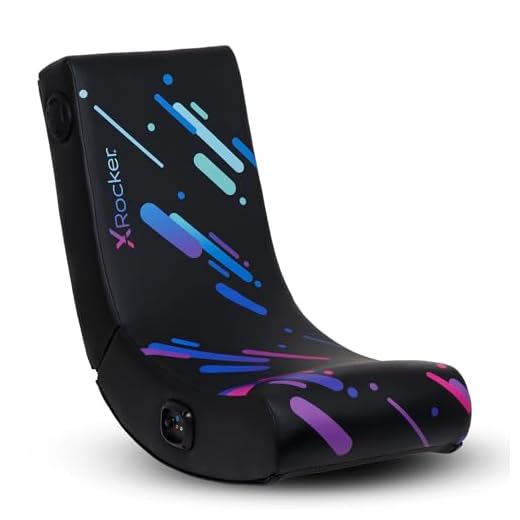 X Rocker Pixel Youth Video Gaming Floor Rocker Chair, Back to School Gifts for Gamers, Bedroom, Foldable, Black with Print