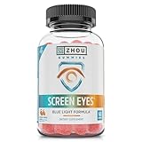 Zhou Screen Eyes Gummies - Lutein Gummies for Eye Health, Lutein and Zeaxanthin for Adults & Kids, Supports Eyesight, Blue Light Vision Health Formula - 60 Count