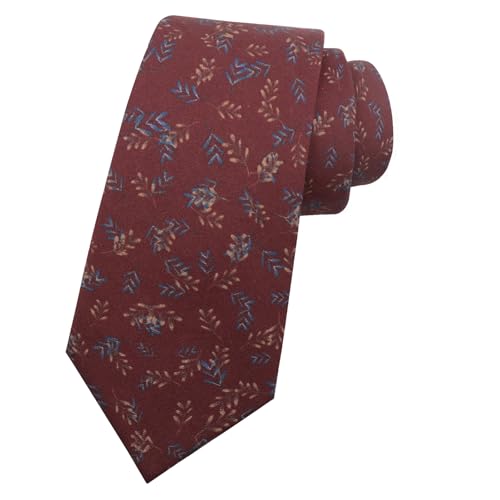 Image of Mantieqingway Men Skinny Tie Cotton Floral Necktie for Wedding Groomsmen Tie