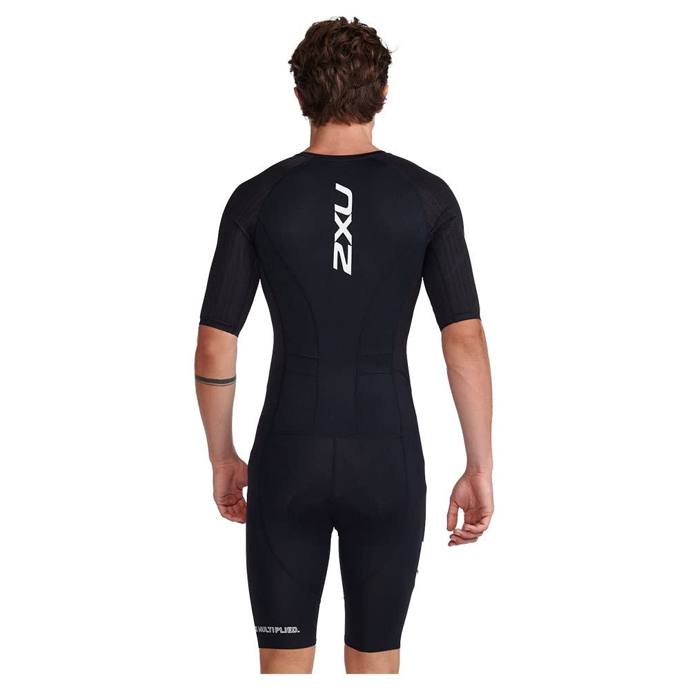 2XU Traje trisuit Aero con cremallera frontal para hombre, negro/blanco, talla S