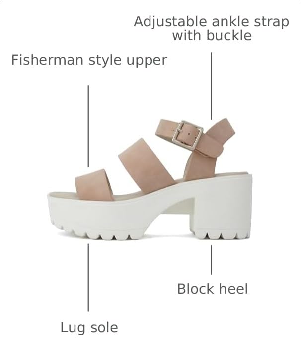 Image of Soda ACCOUNT ~ Women Open Toe Two Bands Lug sole Fashion Block Heel Sandals with Adjustable Ankle Strap