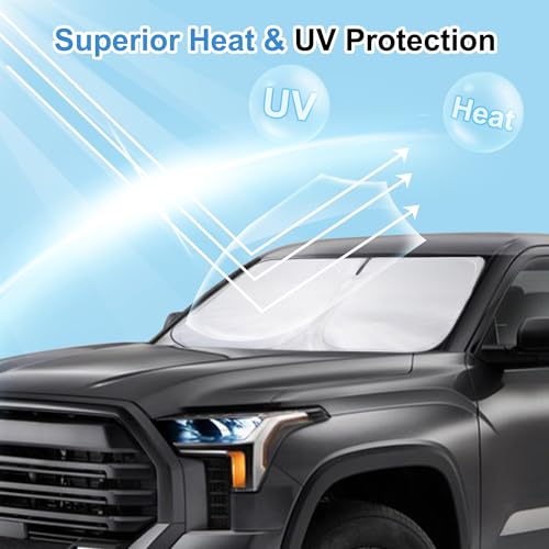 Image of Windshield Sun Shade for Ford Transit 2015-2024 2025 2026 | Foldable, Full covered for windshield, Block UV Rays, Heat Reduction, Easy to install, Keeps Car Cooler