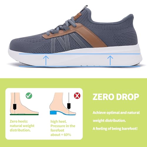 MEHOTO Wide Toe Box Shoes for Men Arch Support Walking Sneakers Zero Drop Casual Tennis Shoes Size 7-123