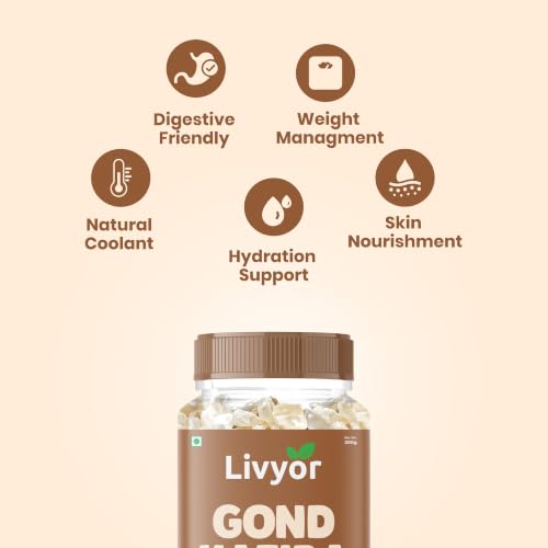 Image of Livyor Pure Gond Katira - 200g | Edible Gum | Tragacanth | Kathila Gum Dried Gum | High Colling Properties Herbel Food | 100% Natural Super food | Pack of 1