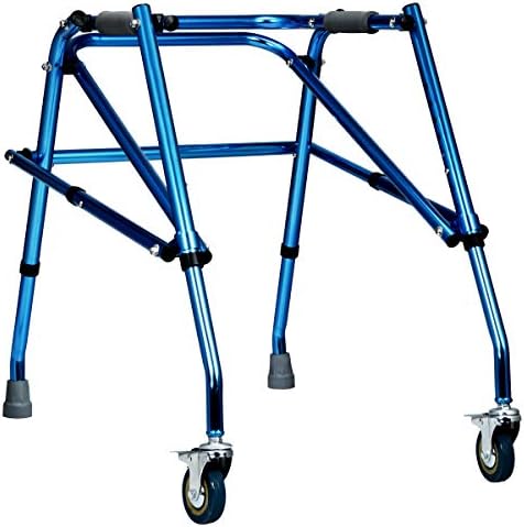 Maxmass Height Adjustable Walking Frame for Kids, Lightweight Folding Walker with Wheels and Non-Slip Foot Pad, Safely Mobile Wheeled Assisted Walking Aid (Blue)