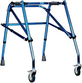 Maxmass Height Adjustable Walking Frame for Kids, Lightweight Folding Walker with Wheels and Non-Slip Foot Pad, Safely Mobile Wheeled Assisted Walking Aid (Blue)