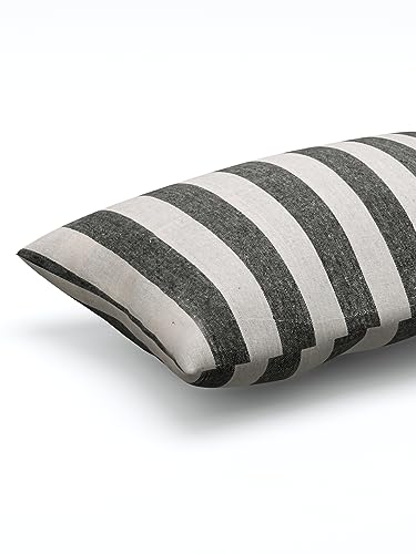 Image of 180 TC Pillow Cover Set of 2 | Pillow Cover Cotton 100% | Pillow Cover Set of 2 King Size | Wrinkle Free & Fade Resistance | Striped Pattern | Standard Size | All Season Use (Hit Grey)