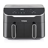 Vitinni Dual Basket 8L Air Fryer, Digital Interface, 10 Different Cooking Modes, 2 Drawer Air Fryer for Large Family, Dehydrate Bake and Slow Cook Functions