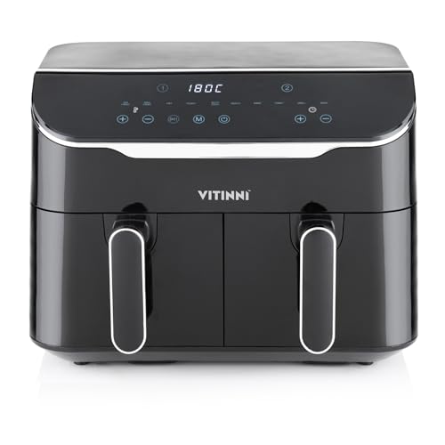 Vitinni Dual Basket 8L Air Fryer, Digital Interface, 10 Different Cooking Modes, 2 Drawer Air Fryer for Large Family, Dehydrate Bake and Slow Cook Functions