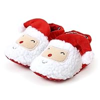 LSFYSZD Infant Halloween Christmas Booties Pumpkin furry Fleece Slippers Soft Newborn Winter Warm Fleece Slippers Snow Boots