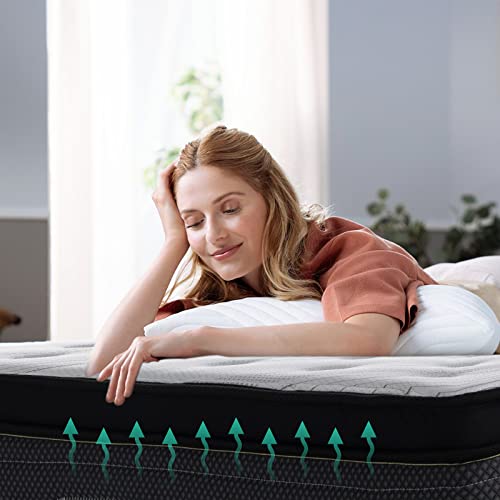 Baenight King Mattress, 13” Hybrid Mattress In A Box With Motion Isolation & Strong Edge Support & Pressure Relief, Individual Pocket Spring And Gel Memory Foam, Medium Feel, Cooler Sleep #TOP5