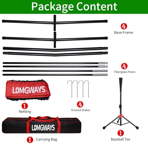 Image of 7x7ft /8x8ft Baseball Softball Net with Steel Frame for Batting, Hitting, Pitching, Portable Baseball Batting Net with Carry Bag, Great for All Levels