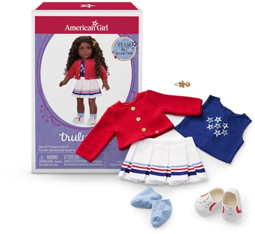 Garde-robe poupée 18 pouces bleu blanc rouge Team AG 6pcs