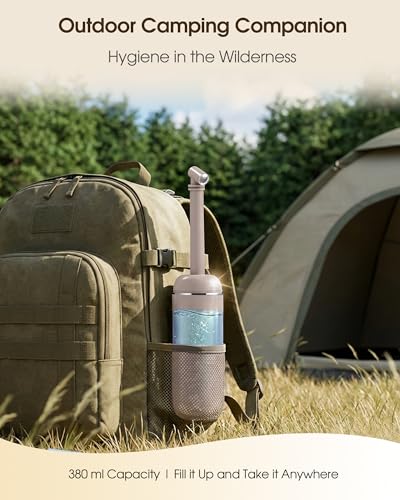 Image of Portable Bidet for Travel & Camping - Manual Squeeze Handheld Peri Bottle for Feminine Hygiene, 3 Leak-Proof Seals, Extendable Sprayer with Rotating Nozzle for Men & Women (Khaki, General)