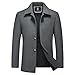 KUDORO Herren Wintermantel Wolle Kurzmantel Herren Wollmantel Winterjacke Slim Fit Freizeit Peacoat Herren(Grau,S)
