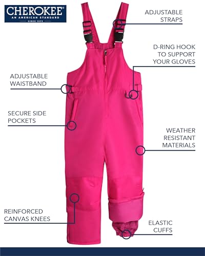 Image of CHEROKEE Boys & Girls Insulated Snow Bib Ski Pants (Toddler, Little and Big Kids)