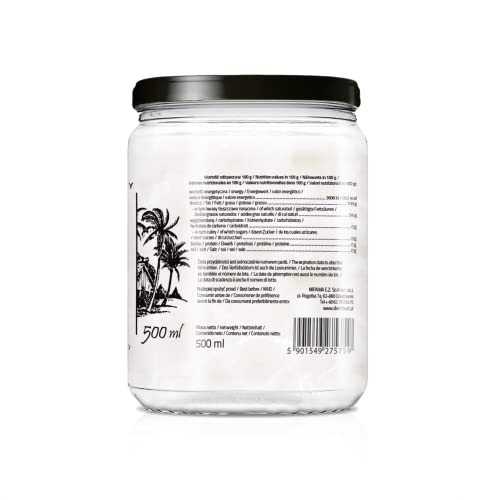 DIET-FOOD Natives Bio Kokosnussöl Extra Virgin Coconut Oil Unraffiniert Kaltgepresst Gastronomie Kosmetik zum Braten zum Backen Organic Raw Virgin Coconut Oil 500 Ml