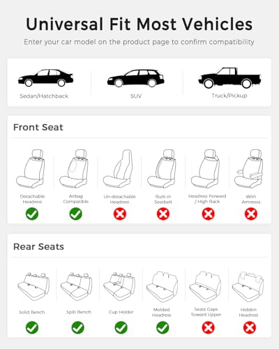 Image of Huidasource Front Seat Covers, 5 Layers Car Seat Covers Front Seats, Driver Seat Cover Leather, Front Seat Cover 360 Full Package Universal Fit for Most Cars, Vans, Trucks, SUVs (Front Pair /Black)