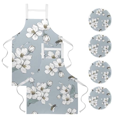 Tablier de serveuse pour cuisine et restaurant avec 4 broches incluses
