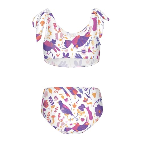 Mexican Otomi Style Girls 2 Piecing Kids Bikini Set Scoop Neck Swimsuits Swimming Suits Adjustable Strap2