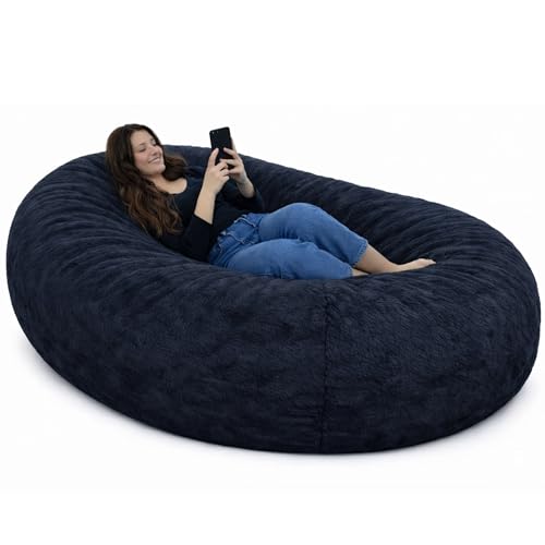 bananair Sitzsack XXL mit Füllung für Kinder und Erwachsene, 160 x 90 x 60 cm - Weich und Bequem - Maschinenwaschbarer Bezug - Sitzsack Sofa (Blau)