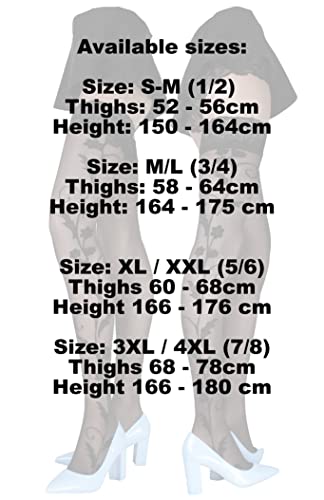 Medias hold ups de encaje 20 denier estampadas tallas grandes S M L XL XXL 3XL 4XL 3