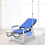 Phlebotomy Chair with Armrest,Fully Reclining Blood Draw Chair Reception Chair Waiting Room Medical Chairs, Adjustable Infusion Chair with IV Pole Stand, First Aid Room Examination Recliner Chair