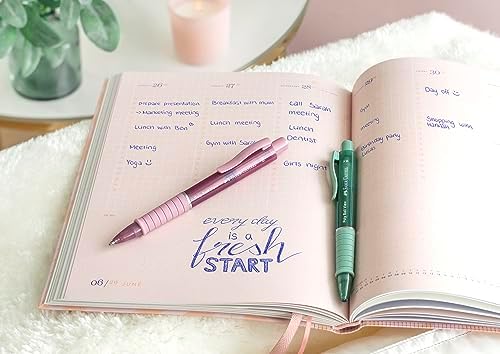 Faber-Castell 205014 - Pióro kulkowe Poly Ball View różowe, 2 sztuki, z wymiennym wkładem XB, wodoodporne