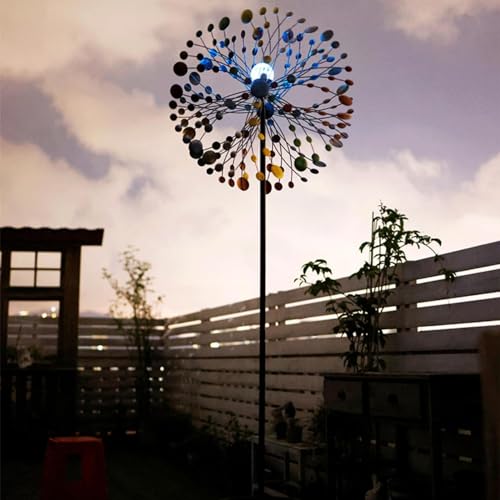 Roue à vent bidirectionnelle cinétique lumineuse pour décoration extérieure - 4