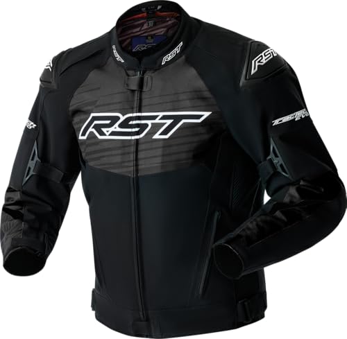 Image of RST TRACTECH EVO 5 D3O Motorcycle Jacket – Reinforced Construction, CE Certified Armor, Road/Adventure Use (Black/White, Medium)