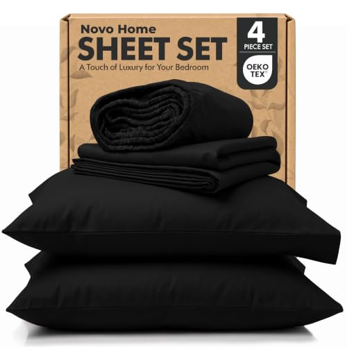 Novo Home Queen Sheet Set 4 Piece, Hotel Luxury Microfiber Bed Sheets