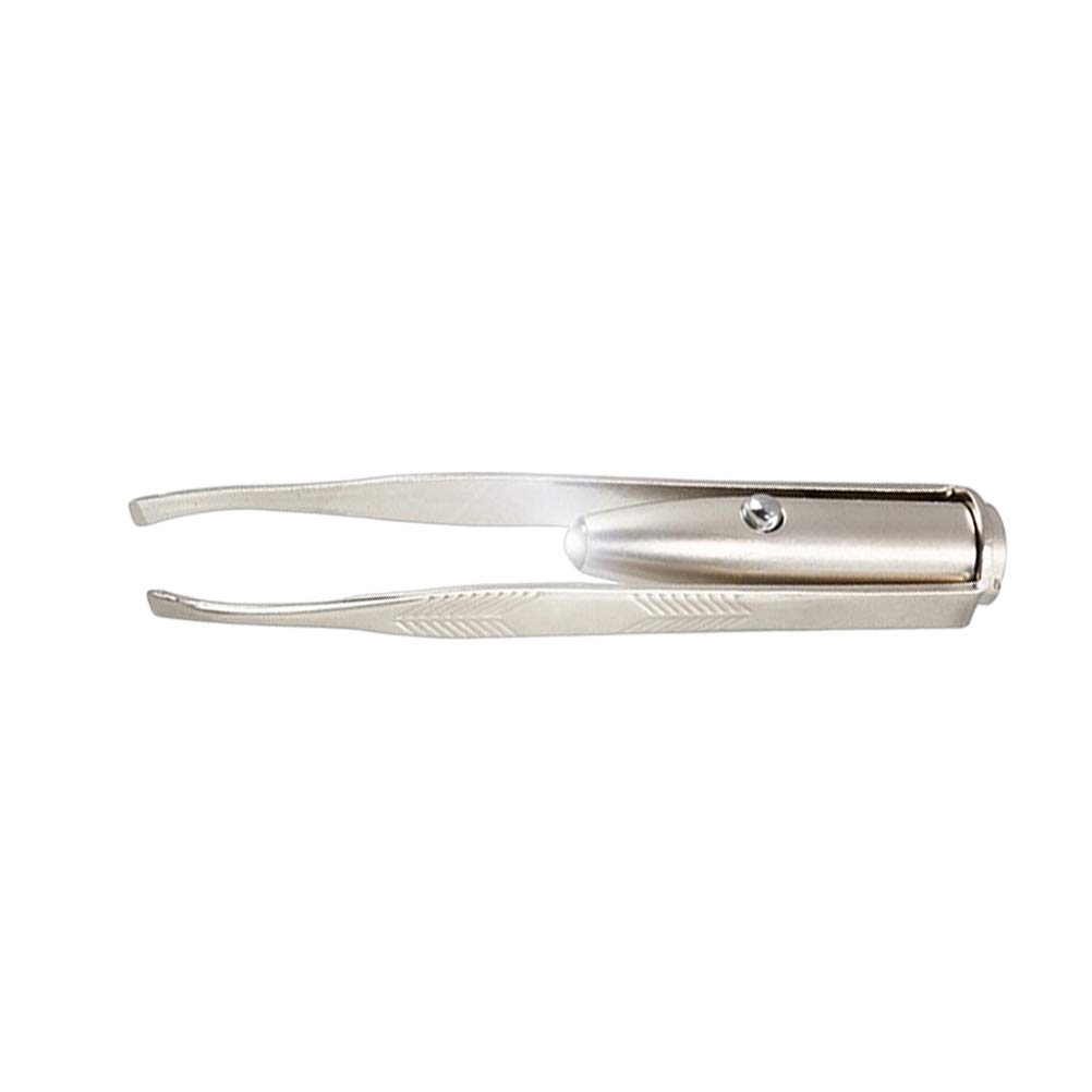Pinzas de maquillaje de acero inoxidable con luz LED creativa, para cejas, pestañas y cejas, durabilidad y practicidad, belleza y cuidado personal (8,8 x 0,8 x 1,6 cm)