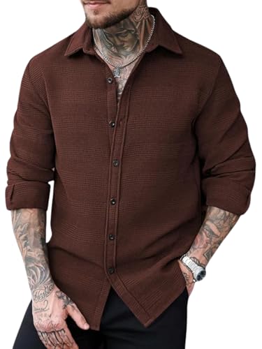 Image of GRECIILOOKS Casual Shirt for Men's | Full Sleeve Textured Shirts for Men | Regular Fit Wrinkle Free Premium Shirts for Man | Biker Streetwear Office Travel Dinner Style