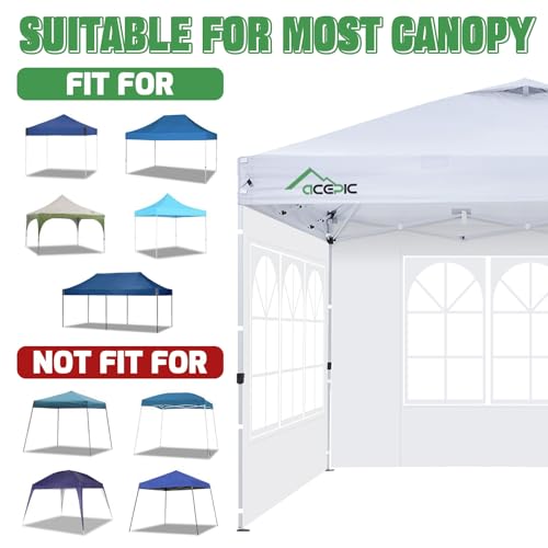 Acepic 2Pcs Instant Canopy Tent Sidewalls for 10x10 Pop-Up Canopy, Garden Gazebo, 210D Oxford Fabric Waterproof, White (Canopy Tent NOT Included) - Thumbnail 3