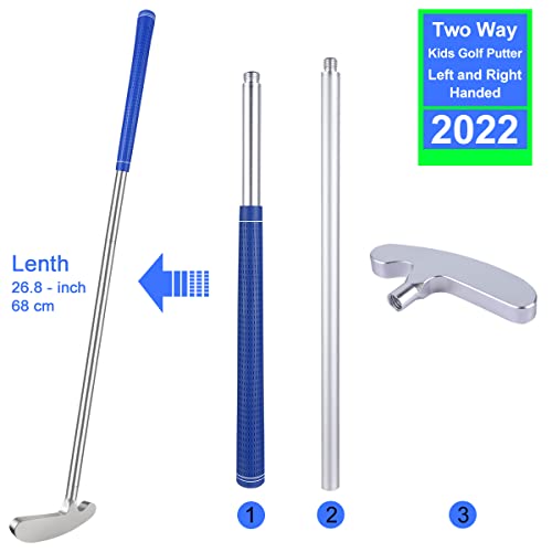Wassteel Kids Golf Clubs, 6063 Aluminum Alloy Golf Putter For Right/Left Handed Indoor/Outdoor Kids Golf Set, Mini Golf Putters Gift With 5 Plastic Golf Balls For 5 6 7 8 9 Year Old Boys Girls-Silver #TOP1
