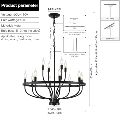 Peonacy Black Farmhouse Chandeliers thumb #3