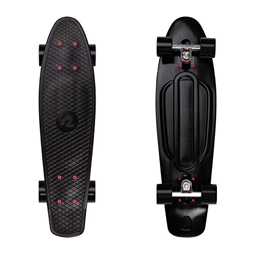 Retrospec Quip Mini Cruiser Skateboard 22.5 And 27 Classic Retro Plastic Cruiser Complete Skateboard With ABEC 7 Bearings And PU Wheels Compact Board With Grippy Molded Waffle Deck