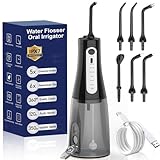 Water Flosser - Cordless Water Flossers for Teeth, Rechargeable Electric Water Dental Flosser with 350ML Large Tank, 6 Tips, 5 Modes, IPX7 Waterproof Oral Irrigator for Deep Cleaning Teeth/Gums/Braces/Tongue