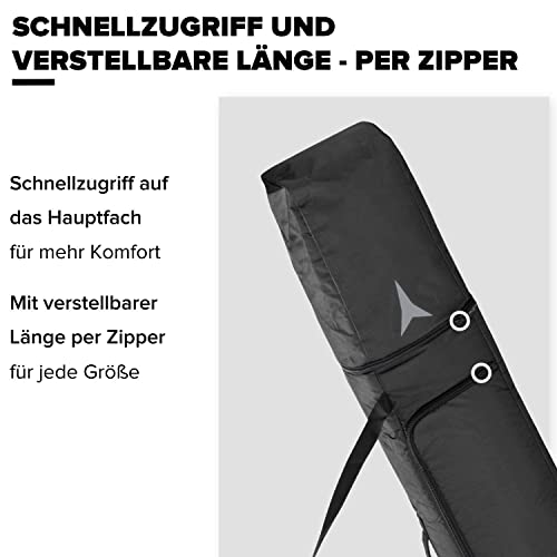 ATOMIC DOUBLE SKI BAG Schwarz - Skitasche für zwei Paar Ski & Stöcke - Längenverstellbare Tasche (175 - 205 cm) - Wasser- & schmutzabweisendes Material - Inkl. Tragegurt